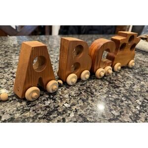 Vintage Wooden ABC Train Set Handcrafted Toy Nursery Farmhouse Décor Wood